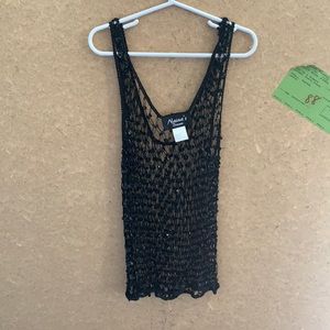 Naina’s Dream black sparkly fishnet OS tank